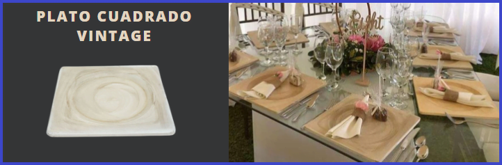 Plato base de madera cuadrado vintage