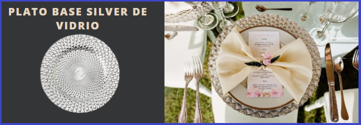 plato base silvereado de vidrio