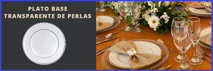 plato base transparente de perlas
